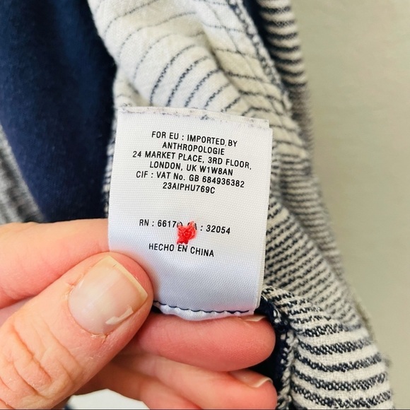 Anthropologie Postmark Brand Blue and White Stripe Tunic Top - Picture 12 of 15